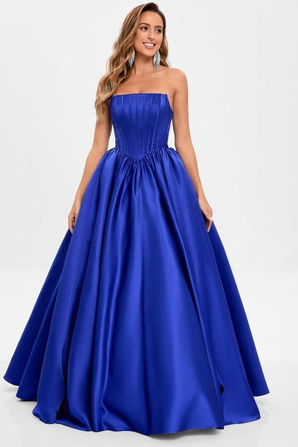 Robe de Soirée Satin Luxe Bleu - gallery 1