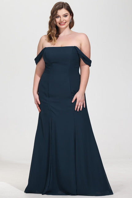 Robe de Soirée Longue Bleue Sirène Épaules Dénudées - gallery 6