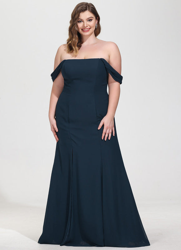 Robe de Soirée Longue Bleue Sirène Épaules Dénudées - gallery 6