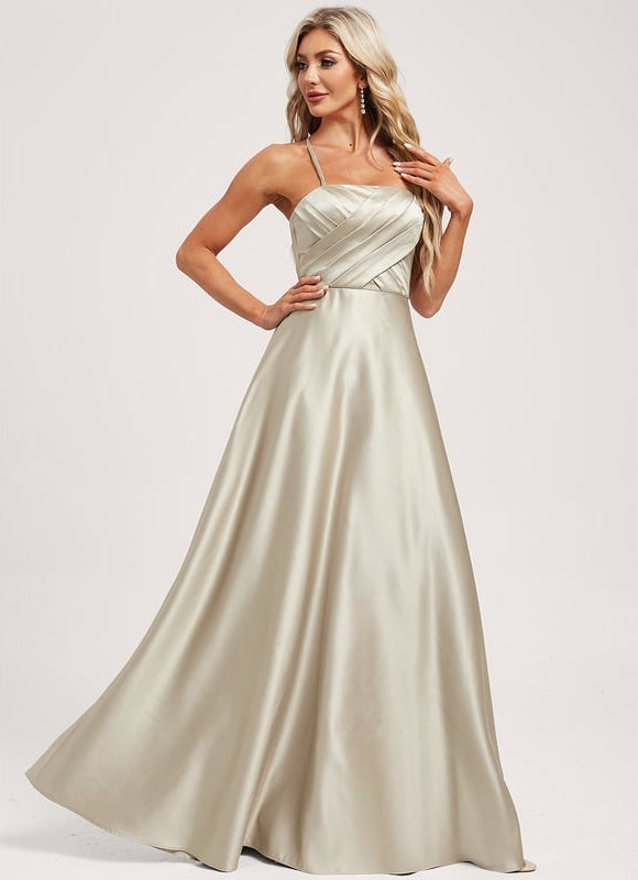 Robe de Soirée Satin Vert Pâle - gallery 1