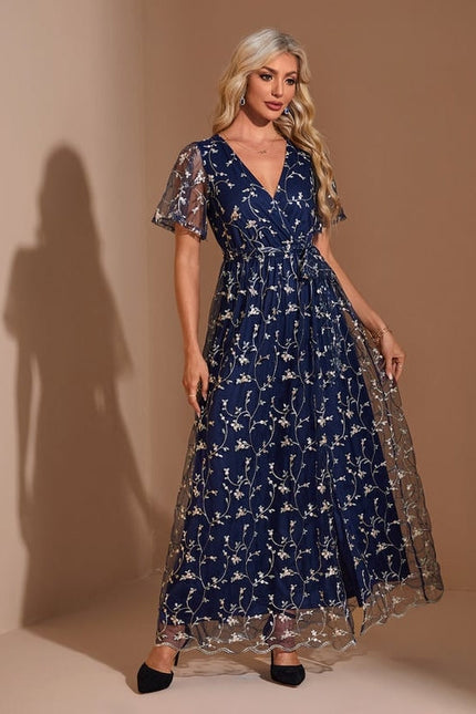 Robe de Soirée Marine Florale