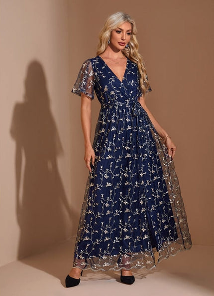Robe de Soirée Marine Florale