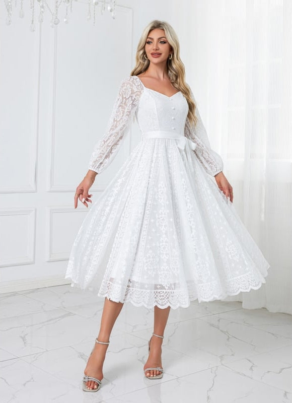 Robe de Soirée Dentelle Évasée