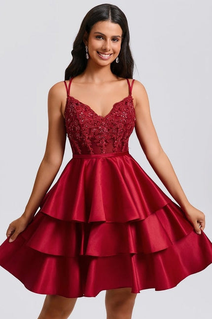 Robe de Soirée Volants Satinée