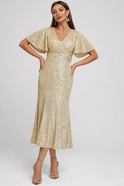 Robe de Soirée Pailletée Dorée