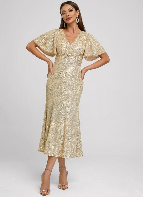 Robe de Soirée Pailletée Dorée