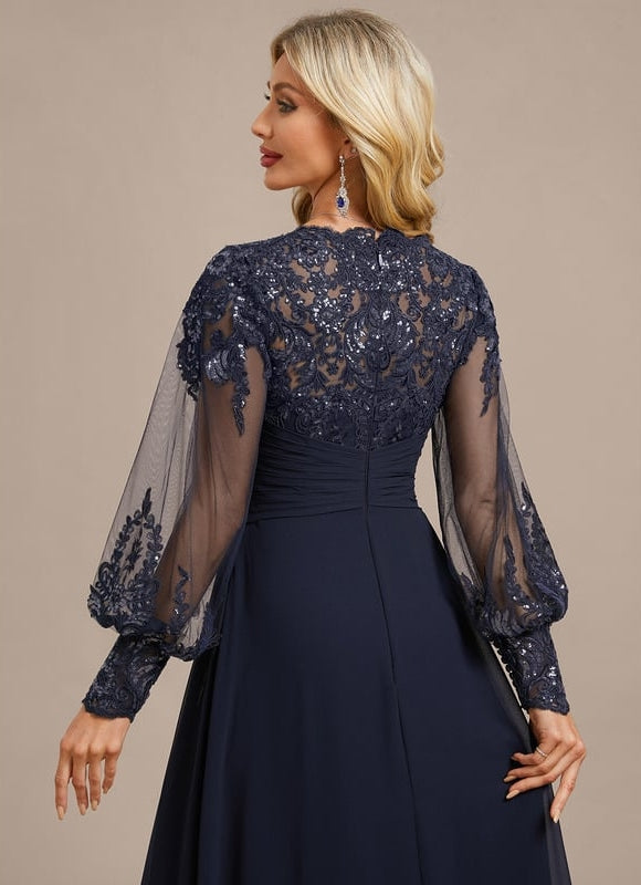 Robe de Soirée Vaporeuse Marine - gallery 6