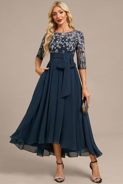 Robe de Soirée Fluide Marine Élégante