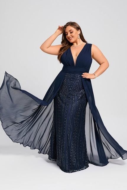 Robe de Soirée Élégance Marine Pailletée - gallery 7