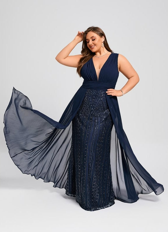 Robe de Soirée Élégance Marine Pailletée - gallery 7