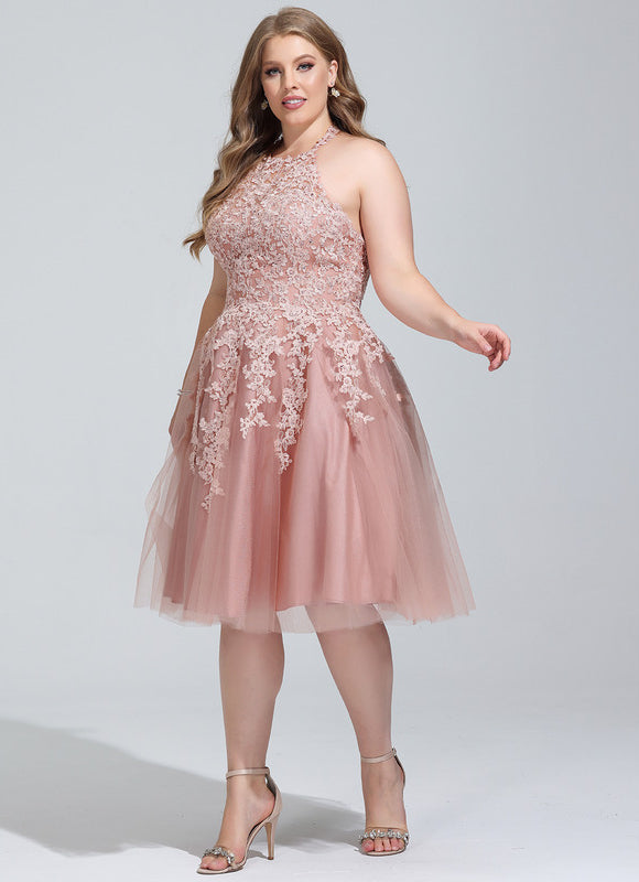 Robe de Soirée Longue Rose Dentelle Tulle Bal De Promo - gallery 8