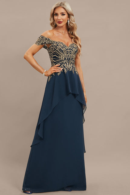 Robe de Soirée Élégance Marine Brodée - gallery 4