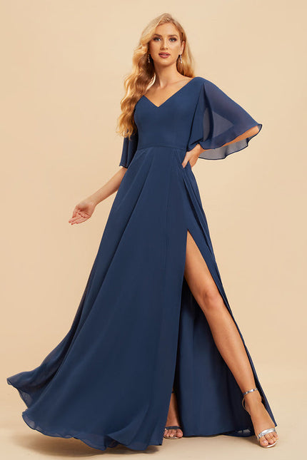 Robe de Soirée Mousseline Beige