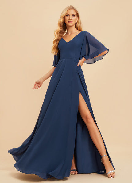 Robe de Soirée Mousseline Beige