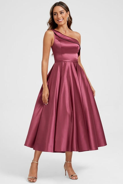 Robe de Soirée Satinée Cerise
