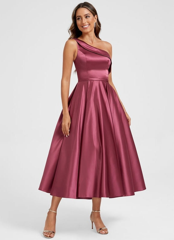 Robe de Soirée Satinée Cerise
