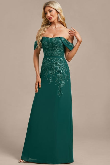 Robe de Soirée Émeraude Brodée - gallery 2