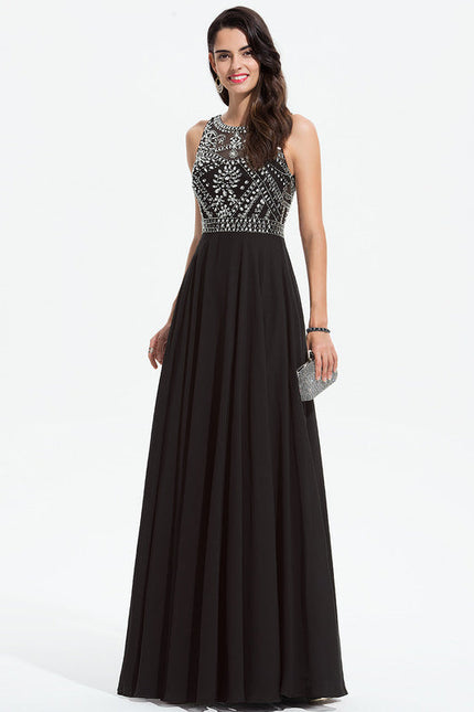 Robe de Soirée Noir Élégant Flottant - gallery 4