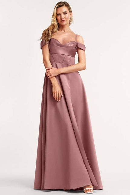 Robe de Soirée Satinée Rosée - gallery 2