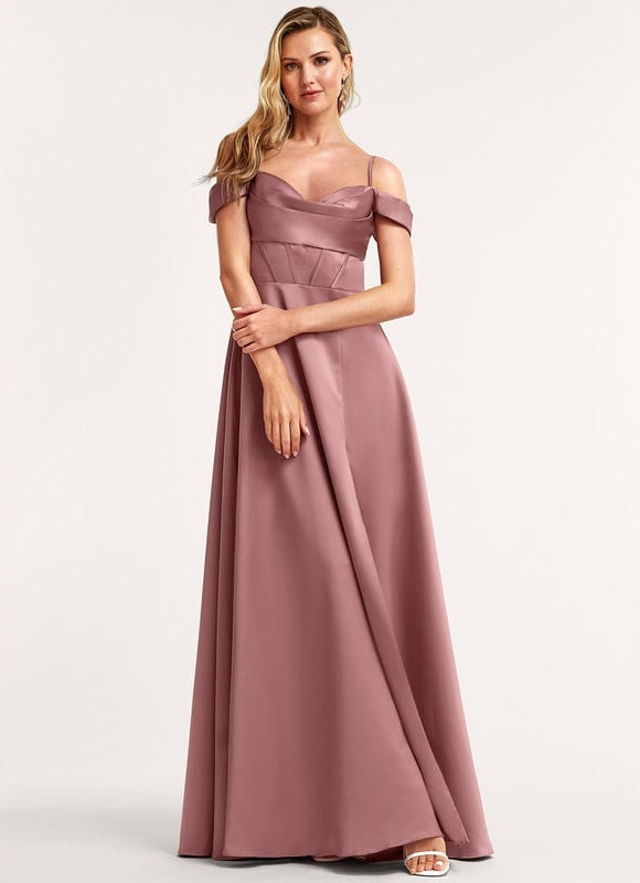 Robe de Soirée Satinée Rosée - gallery 2