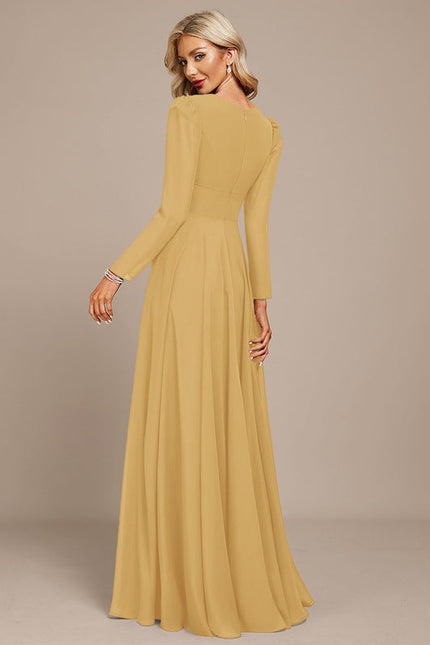 Robe Longue Bleue Mousseline Soirée - gallery 9