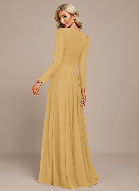 Robe Longue Bleue Mousseline Soirée - gallery 9