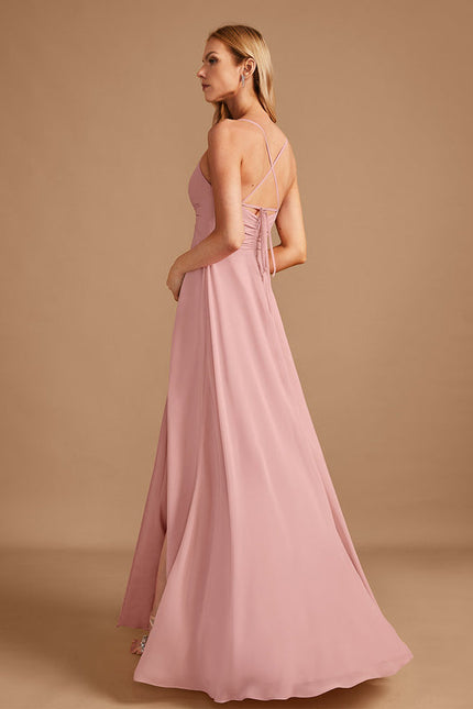 Robe de Soirée Mousseline Beige - gallery 5