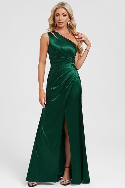 Robe De Soirée Satin Vert - gallery 4