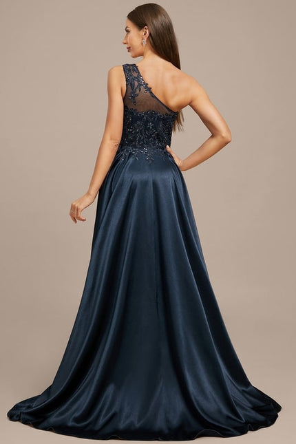 Robe De Soirée Dentelle Asymétrique - gallery 6