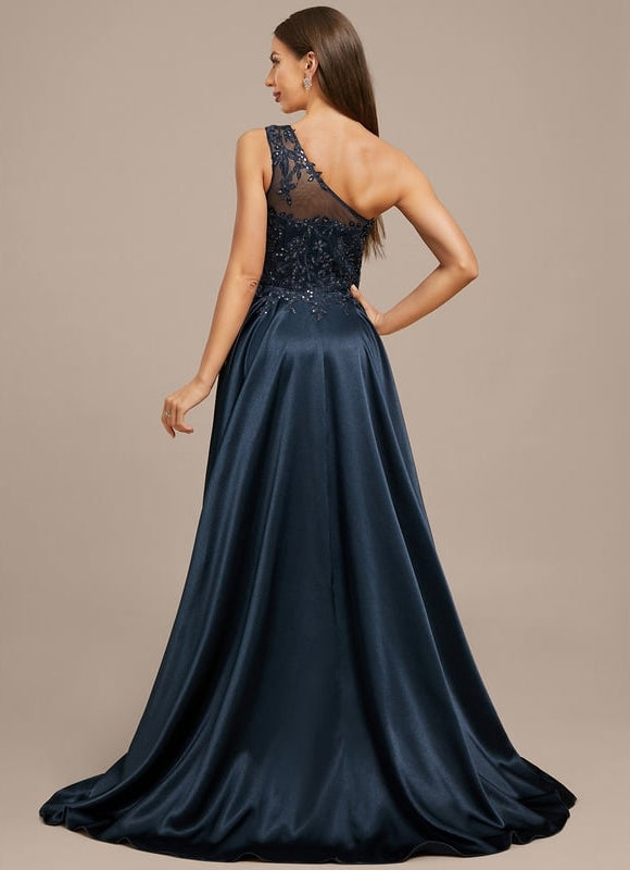 Robe De Soirée Dentelle Asymétrique - gallery 6