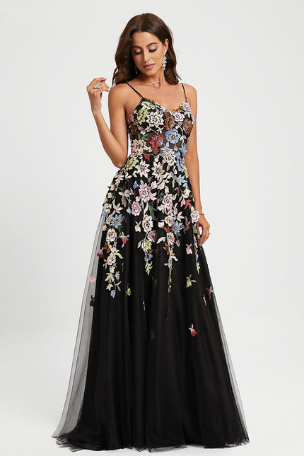 Robe de Soirée Éclat Floral Noir - gallery 1