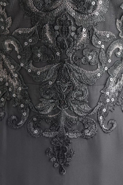 Robe de Soirée Satin Gris Perle - gallery 1