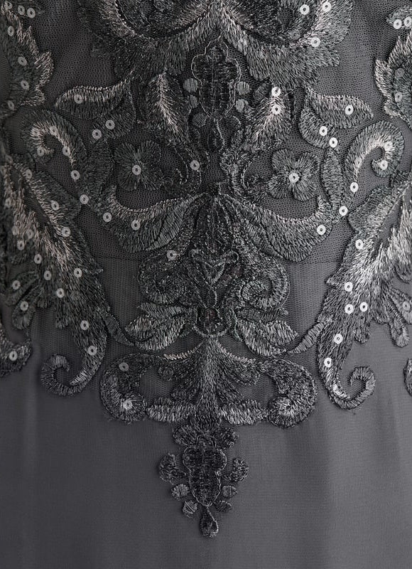 Robe de Soirée Satin Gris Perle - gallery 1