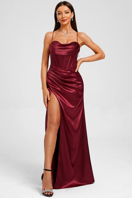 Robe de Soirée Bordeaux Élégante - gallery 3