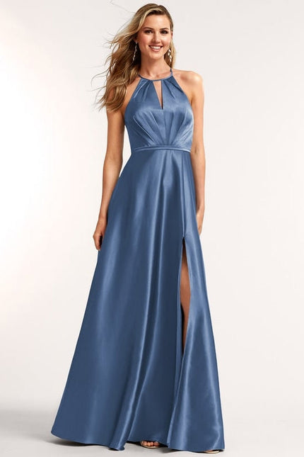 Robe de Soirée Satin Bleu Clair