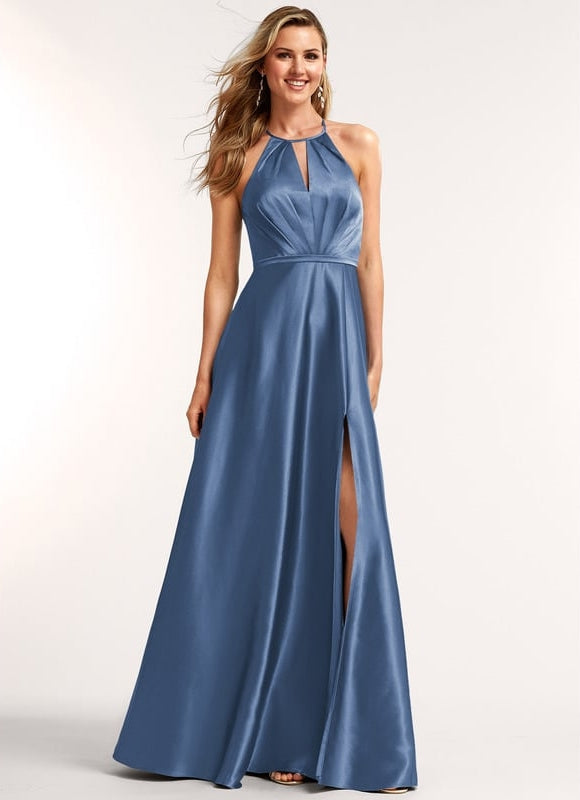 Robe de Soirée Satin Bleu Clair