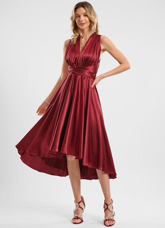 Robe de Soirée Rouge Satiné Moderne - gallery 9