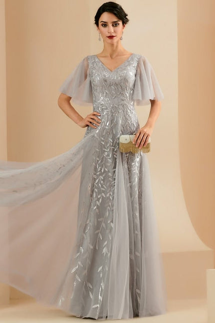 Robe de Soirée Grise Éthérée