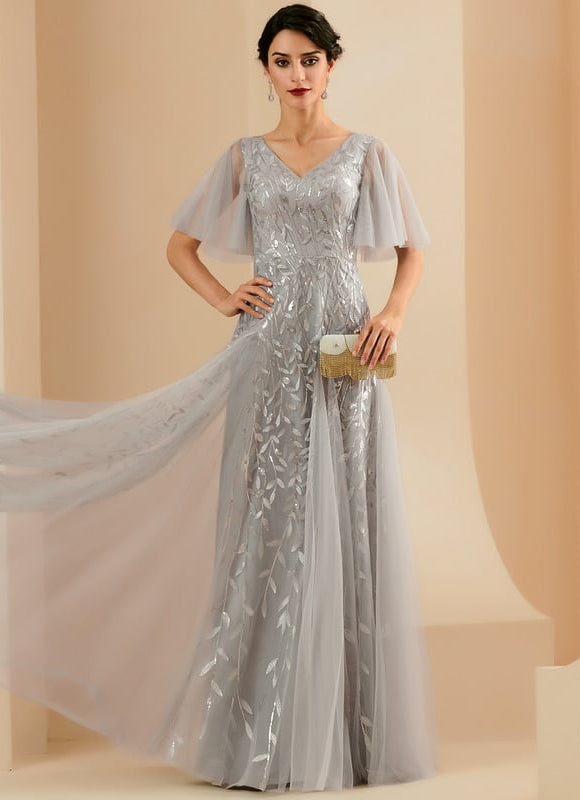 Robe de Soirée Grise Éthérée