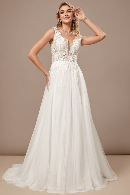 Robe De Soirée Blanche Dentelle - gallery 1