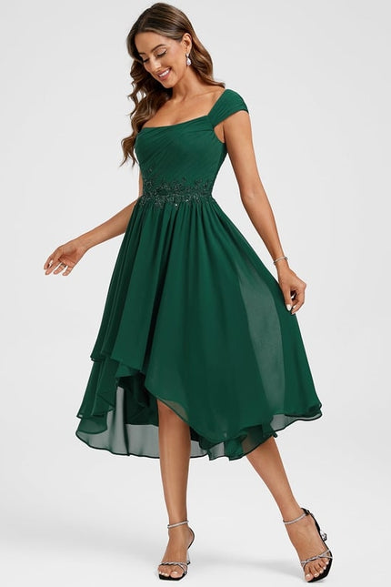 Robe de Soirée Asymétrique Émeraude - gallery 3