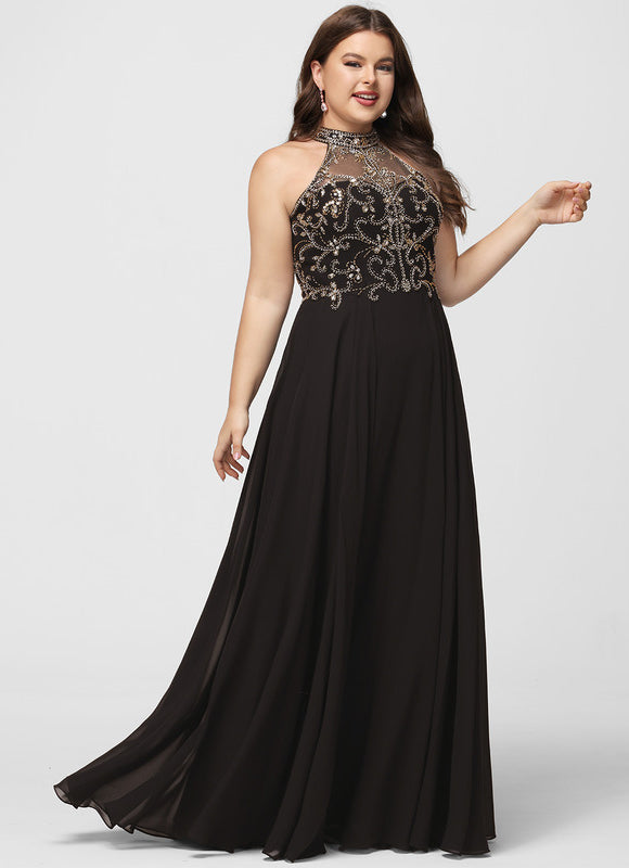 Robe de Soirée Longue Noire Brodée Perles Paillettes - gallery 7
