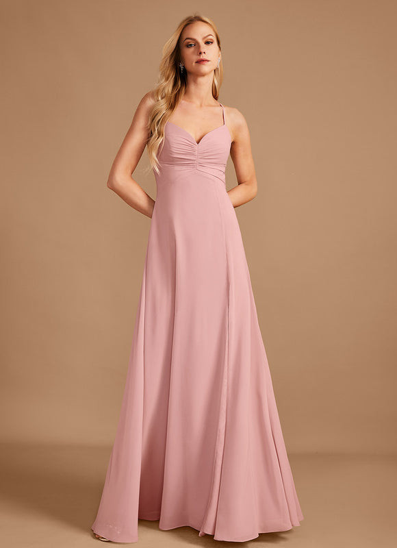 Robe de Soirée Mousseline Beige - gallery 4