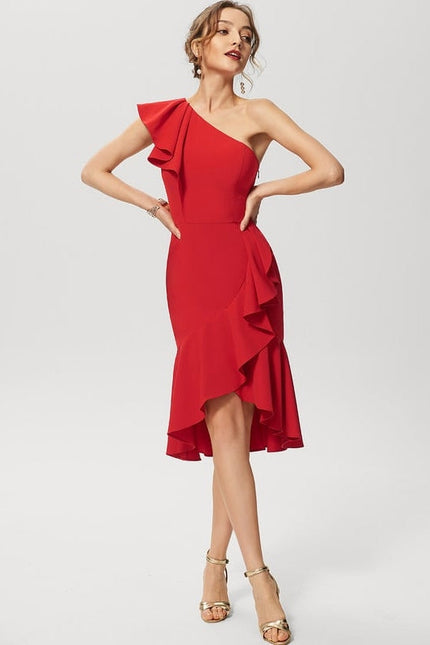 Robe de Soirée Rouge Flamboyant Ruffle - gallery 1