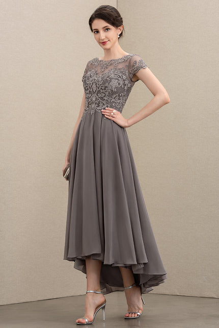Robe de Soirée Élégance Grise Satinée - gallery 4