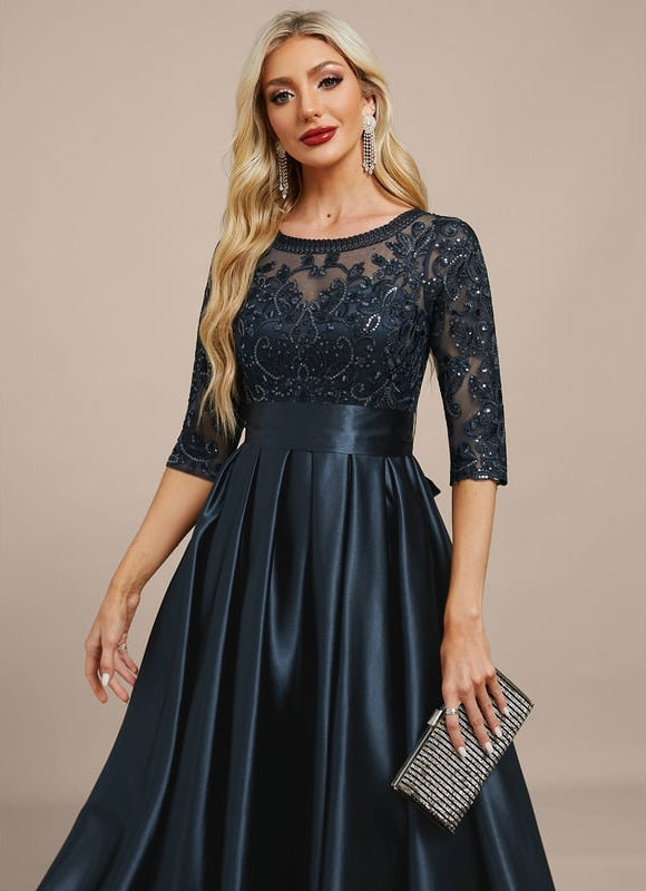 Robe de Soirée Satin Noir Élégant - gallery 1