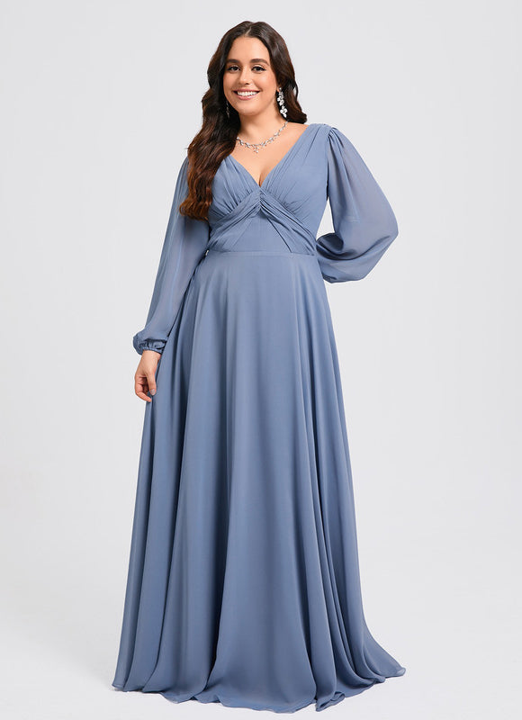 Robe de Soirée Mousseline Beige - gallery 7