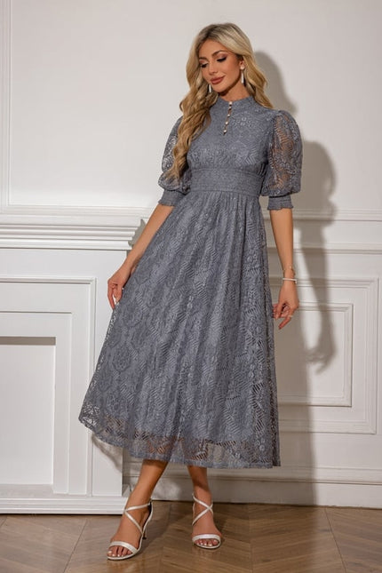 Robe de Soirée Dentelle Grise - gallery 4