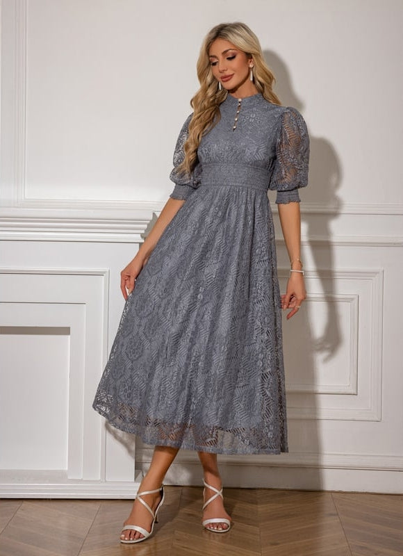 Robe de Soirée Dentelle Grise - gallery 4