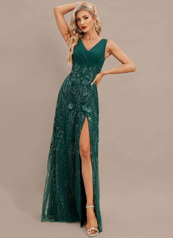 Robe de Soirée Vaporeuse Marine